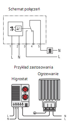 Higroterma elektroniczna ETF 012 schemat połączenia