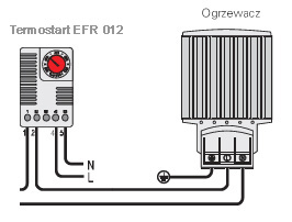 HIGROSTAT ELEKTRONICZNY EFR 012 przkład połączenia