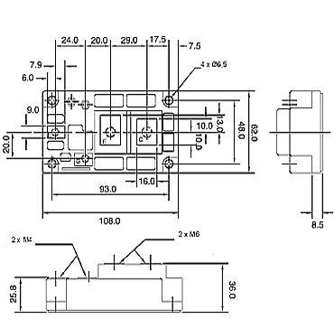 MODUŁY IGBT - MITSUBISHI 5 GENERACJA MODUŁÓW IGBT - SERIA A wymiary - Casing A4