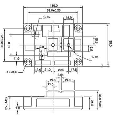 MODUŁY IGBT - MITSUBISHI 5 GENERACJA MODUŁÓW IGBT - SERIA A wymiary - Casing A5