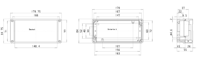 KASETY STEROWNICZE Z ALUMINIUM Z OTWORAMI NA PRZYCISKI EKTF 083