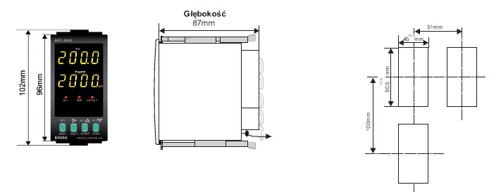 MIKROPROCESOROWE REGULATORY TEMPERATURY SERII EPC wymiar 3