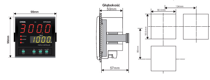 MIKROPROCESOROWE REGULATORY TEMPERATURY SERII EPC wymiar 4