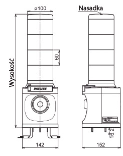 LKEH - SYGNALIZATOR ŚWIETLNO - DŹWIĘKOWY (102dB w odl. 1m) wymiary