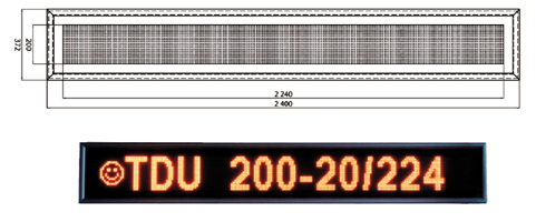 WIELKOGABARYTOWE WYŚWIETLACZE ALFANUMERYCZNE seria TDU200 wymiar