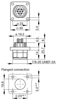 Okrągłe złącza Hirschmann serii SM montowane na panel CM 02 L 14-61 P F Metal wymiar