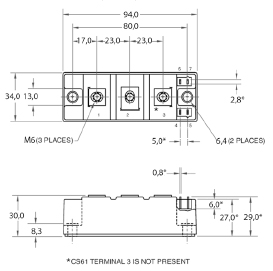 MODUŁY ELEKTROIZOLOWANE FIRMY POWEREX TYRYSTOR/ DIODA DIODA/TYRYSTOR wymiar2