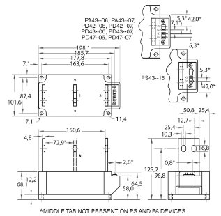 MODUŁY ELEKTROIZOLOWANE FIRMY POWEREX TYRYSTOR/ DIODA DIODA/TYRYSTOR wymiar4