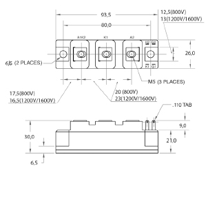 MODUŁY ELEKTROIZOLOWANE FIRMY POWEREX TYRYSTOR/ DIODA DIODA/TYRYSTOR rys9