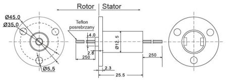 Elektryczne, slizgowe złacza obrotowe (Slip Rings) [seria miniaturowa]  KYM12F