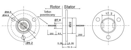 Elektryczne, ślizgowe złącza obrotowe (Slip Rings) [seria standardowa] KYC)^