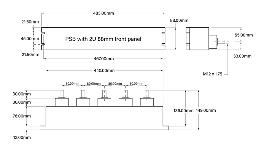 Варіант 1 - Монтаж у стійку (2U)