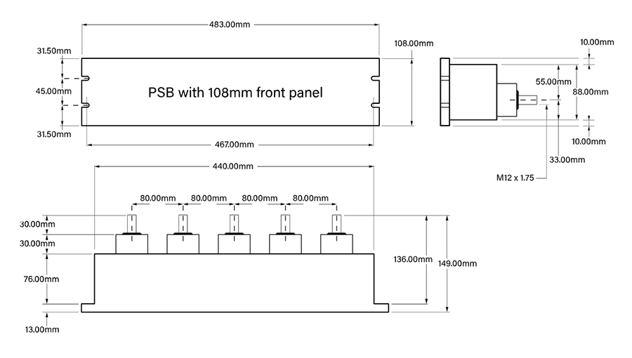 Варіант 2 - Монтаж на передній панелі (4U)